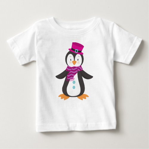 Cute Penguin Penguin With Hat Penguin With Scarf Baby T_Shirt