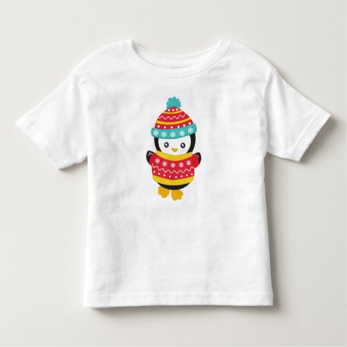 Cute Penguin Penguin With Sweater Hat Toddler T_shirt