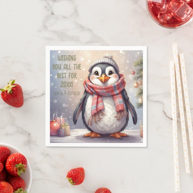 cute penguin personalised wish  napkins (Insitu)