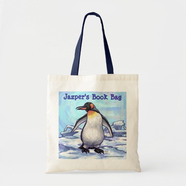 Cute Penguin Personalized Book Bag (Front)