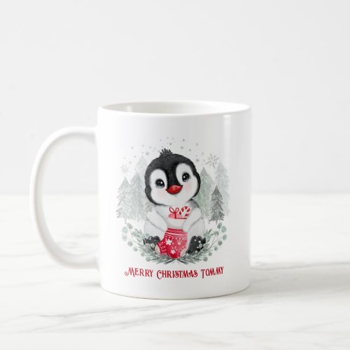 Cute Penguin Personalized Christmas Mug 