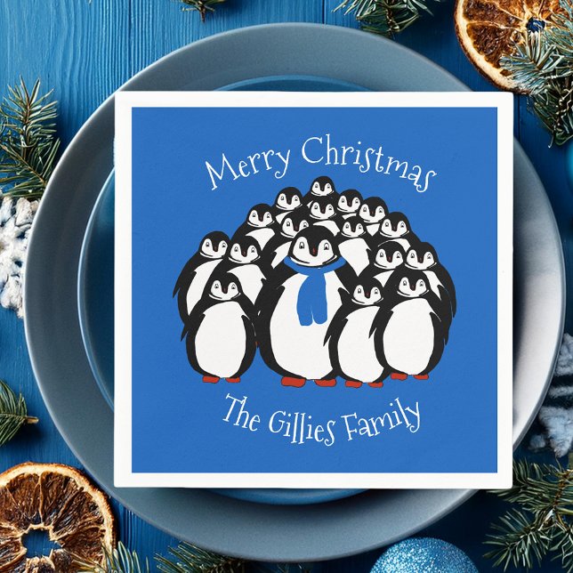 Cute Penguin Personalized Christmas Napkins (Creator Uploaded)