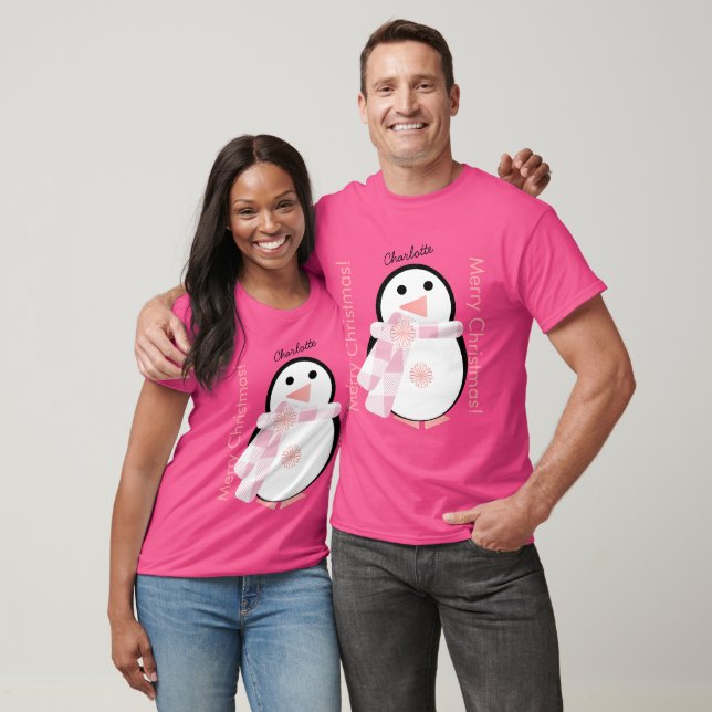Cute Penguin Personalized Christmas T-Shirt (Unisex)