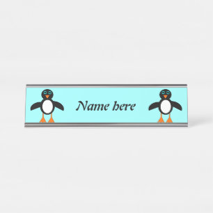 Cute Penguin Personalized Desk Name Plate