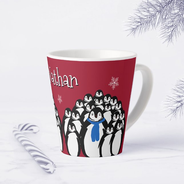 Cute Penguin Personalized Latte Mug (Creator Uploaded)
