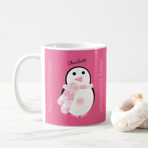 Cute Penguin Personalized Merry Christmas Coffee Mug