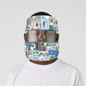 Cute Penguin Photo Collage Pattern with First Name Face Shield (Insitu)