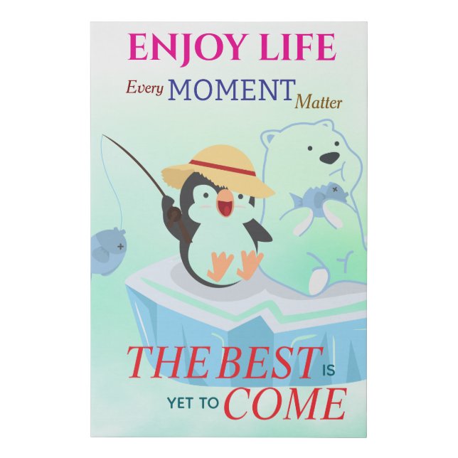 Cute Penguin & Polar Bear Wall Art Inspirational C (Front)