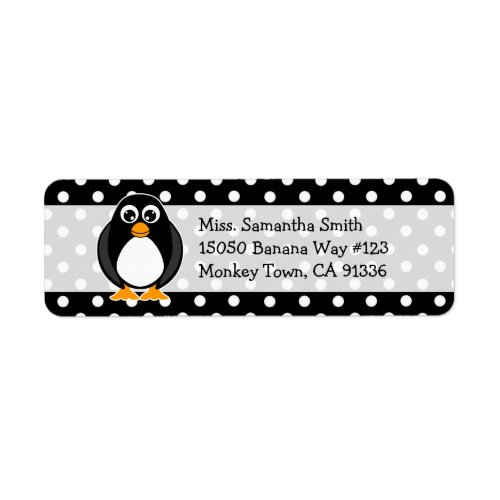 Cute Penguin Polka Dot Return Address Labels