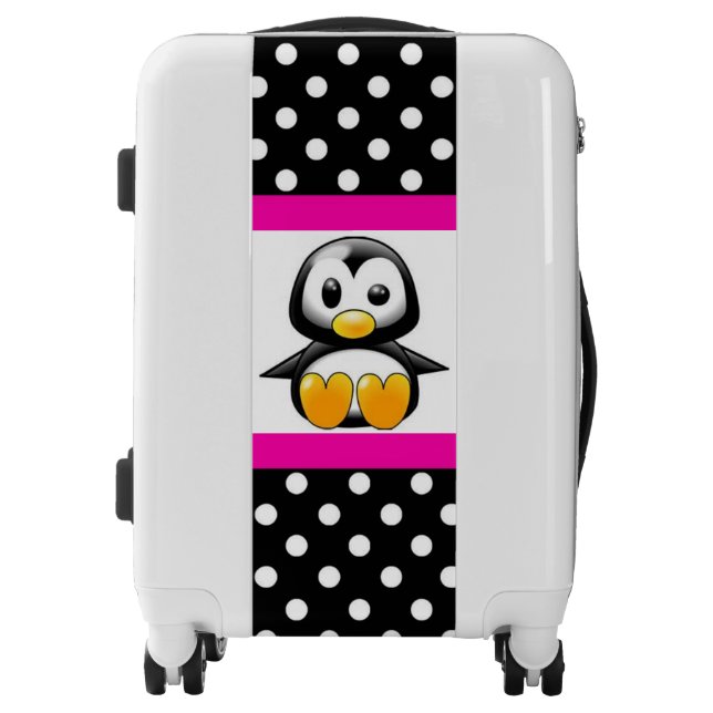 Cute Penguin & Polka Dots Luggage (Front)