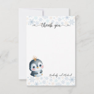 Cute Penguin Princess Birthday I Baby Shower Thank You Card