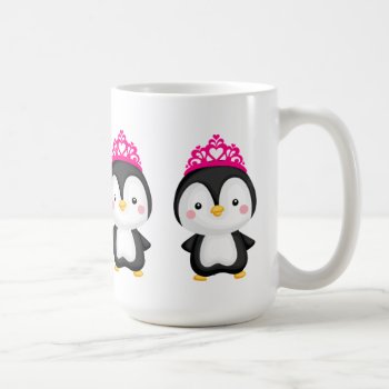 Cute Penguin Quartet With Pink Crowns Coffee Mug by BarbeeAnne at Zazzle