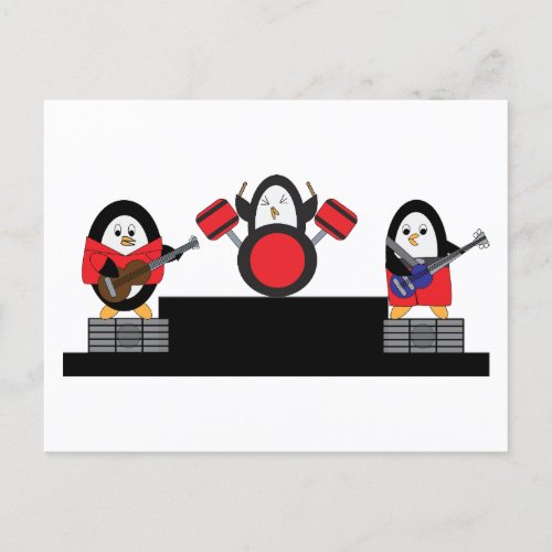 Cute Penguin Rock Band Postcard