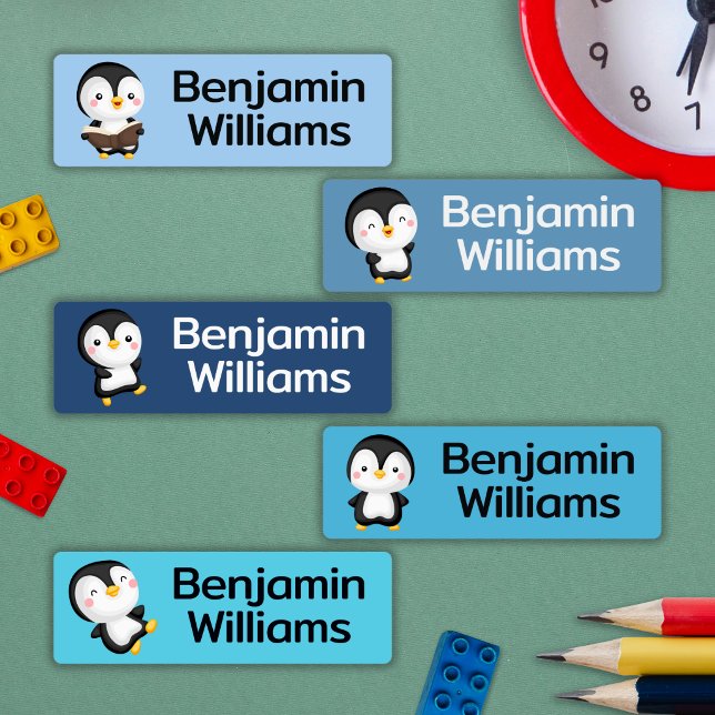 Cute Penguin School Daycare Camp Name Labels (Creator Uploaded)