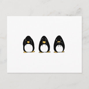 Cute Penguin See Speak Hear No Evil Postcard