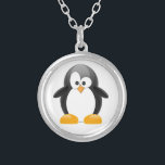 Cute Penguin Silver Plated Necklace<br><div class="desc">Customizable pendant.</div>