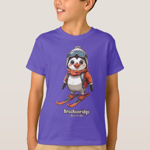 Cute Penguin Skiing Breckenridge T_Shirt
