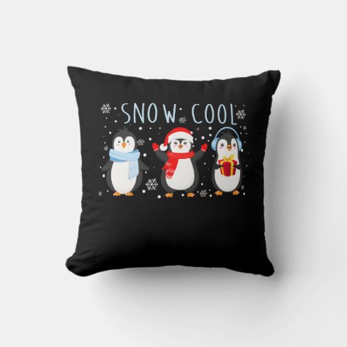 Cute Penguin Snow Cool Winter Christmas Throw Pillow