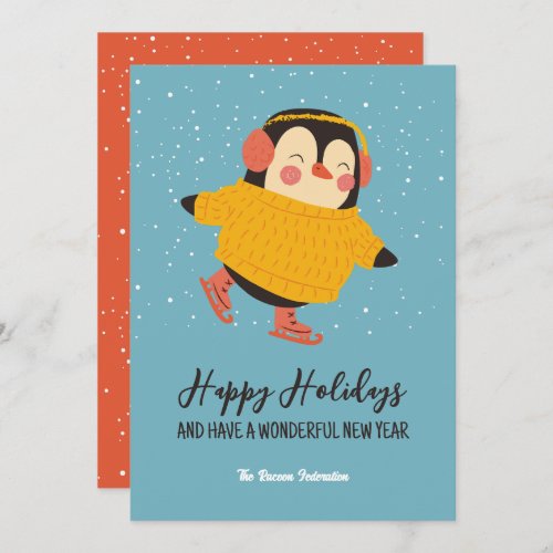 Cute Penguin Snow Holiday Christmas Happy New Year