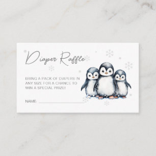 Cute Penguin Snowflakes Baby Shower Diaper Raffle Enclosure Card