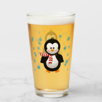 Cute Penguin & Snowflakes Glass