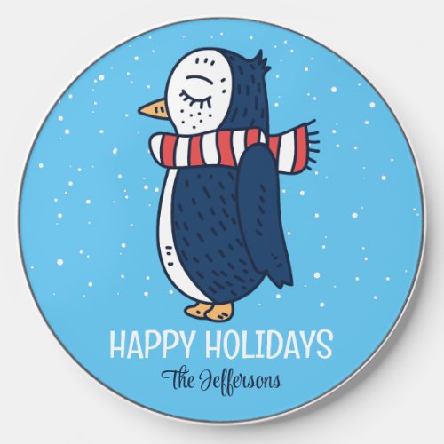 Cute Penguin Snowy Winter Holiday Christmas Animal Wireless Charger
