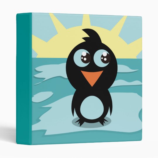 Cute Penguin Standing on Ice Binder
