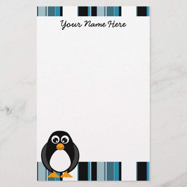Cute Penguin Stationery - Blue (Front)