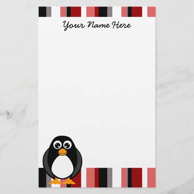 Cute Penguin Stationery - Red (Front)