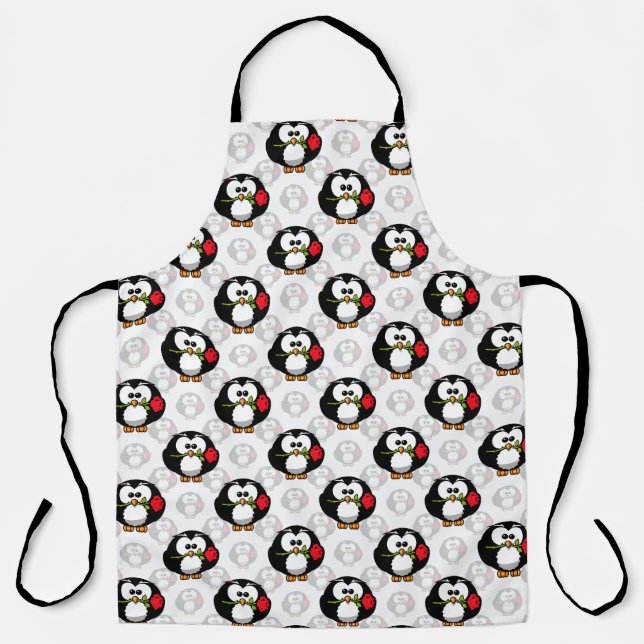Cute Penguin Surface Pattern Design Print Apron (Front)