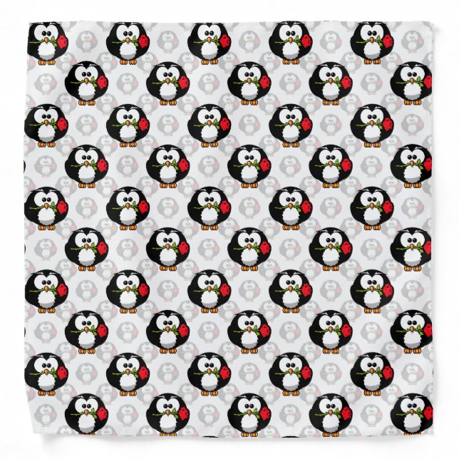 Cute Penguin Surface Pattern Design Print Bandana (Front)