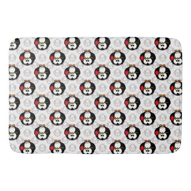 Cute Penguin Surface Pattern Design Print Bath Mat (Front)