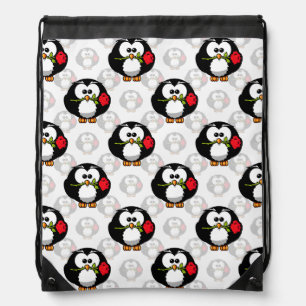 Cute Penguin Surface Pattern Design Print Drawstring Bag