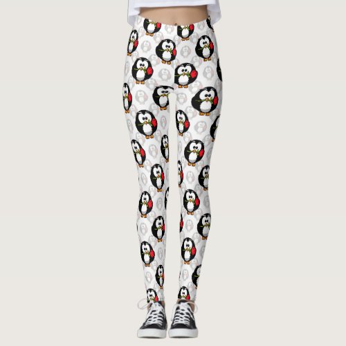 Cute Penguin Surface Pattern Design Print Leggings