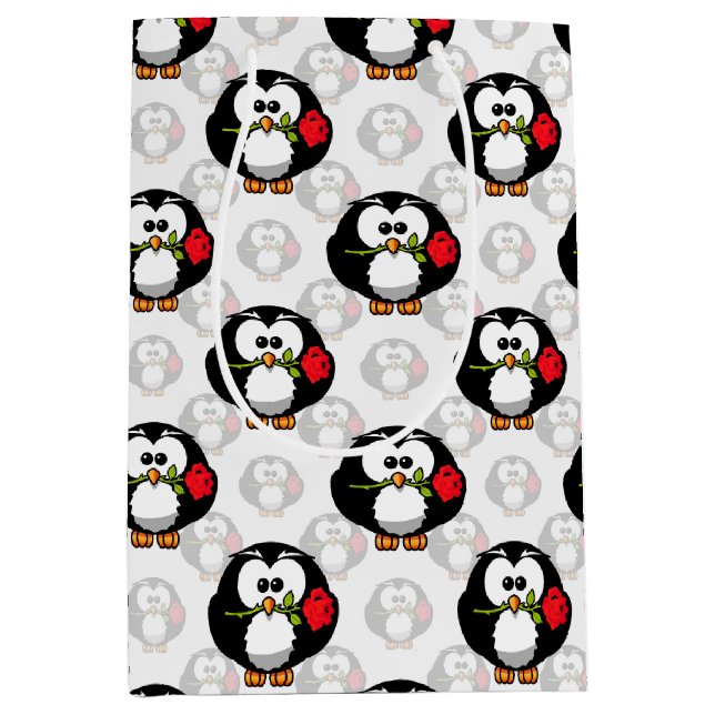 Cute Penguin Surface Pattern Design Print Medium Gift Bag (Front)