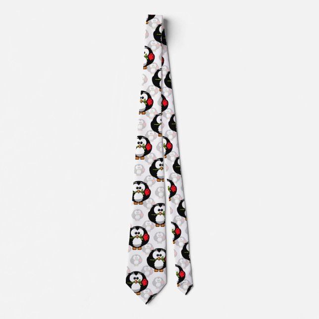 Cute Penguin Surface Pattern Design Print Neck Tie (Front)