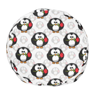 Cute Penguin Surface Pattern Design Print Pouf
