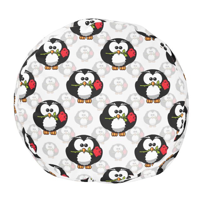 Cute Penguin Surface Pattern Design Print Pouf (Bottom)
