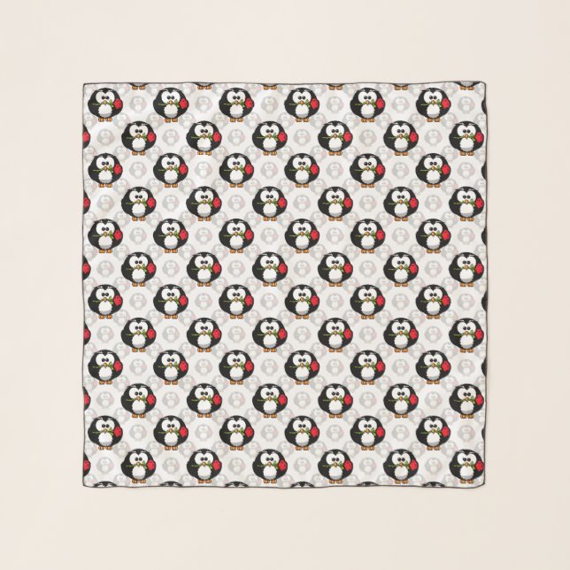 Cute Penguin Surface Pattern Design Print Scarf (Front)