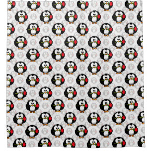 Cute Penguin Surface Pattern Design Print Shower Curtain