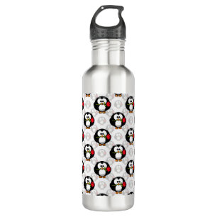 Cute Penguin Surface Pattern Design Print Stainless Steel Water Bottle