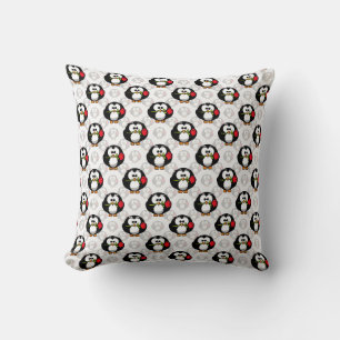 Cute Penguin Surface Pattern Design Print Throw Pillow