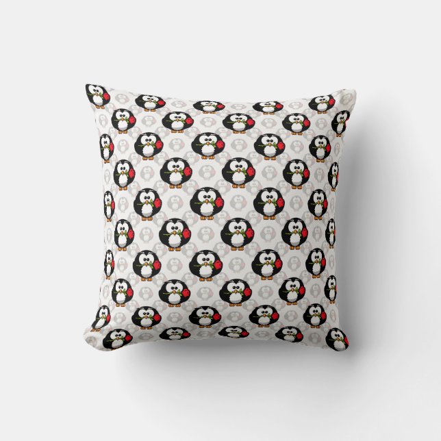 Cute Penguin Surface Pattern Design Print Throw Pillow (Front)