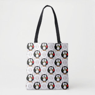 Cute Penguin Surface Pattern Design Print Tote Bag
