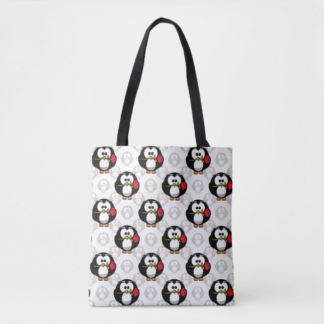 Cute Penguin Surface Pattern Design Print Tote Bag (Front)