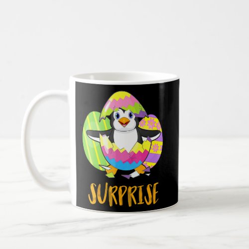 Cute Penguin Surprise With Eggs Coloful Happy East Coffee Mug