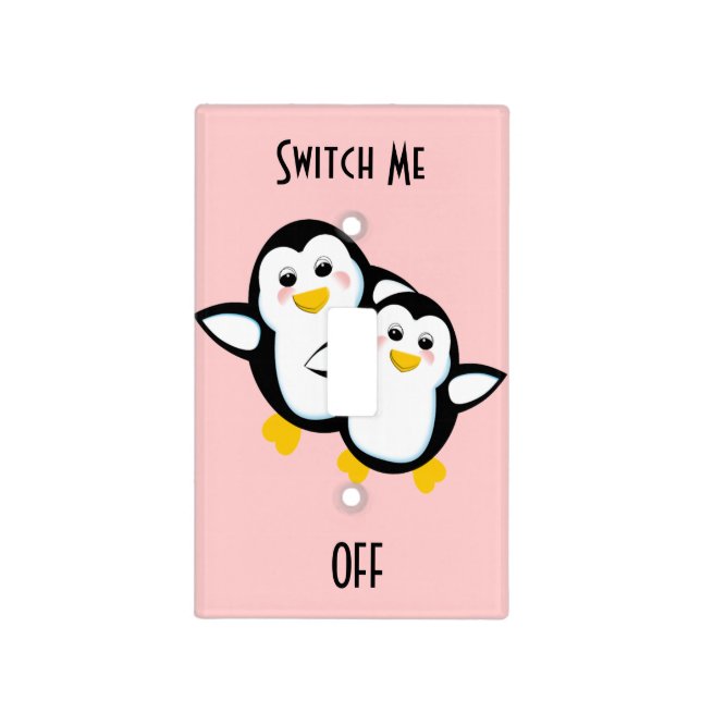 Cute Penguin Switch Me Off Light Switch Cover (Front)