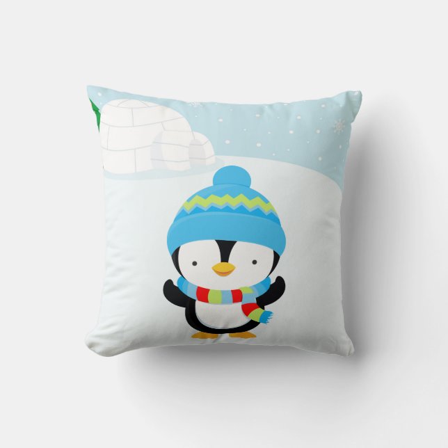 Cute Penguin Throw Pillow (Front)