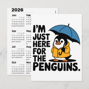 Cute Penguin Valentine Gift Calendar 2026 Printabl Holiday Postcard