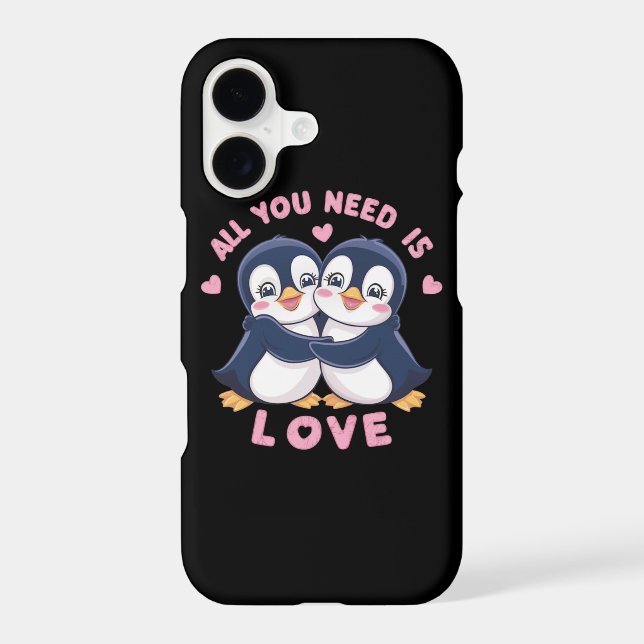 Cute Penguin Valentine Gift Calendar 2026 Printabl iPhone Case (Back)